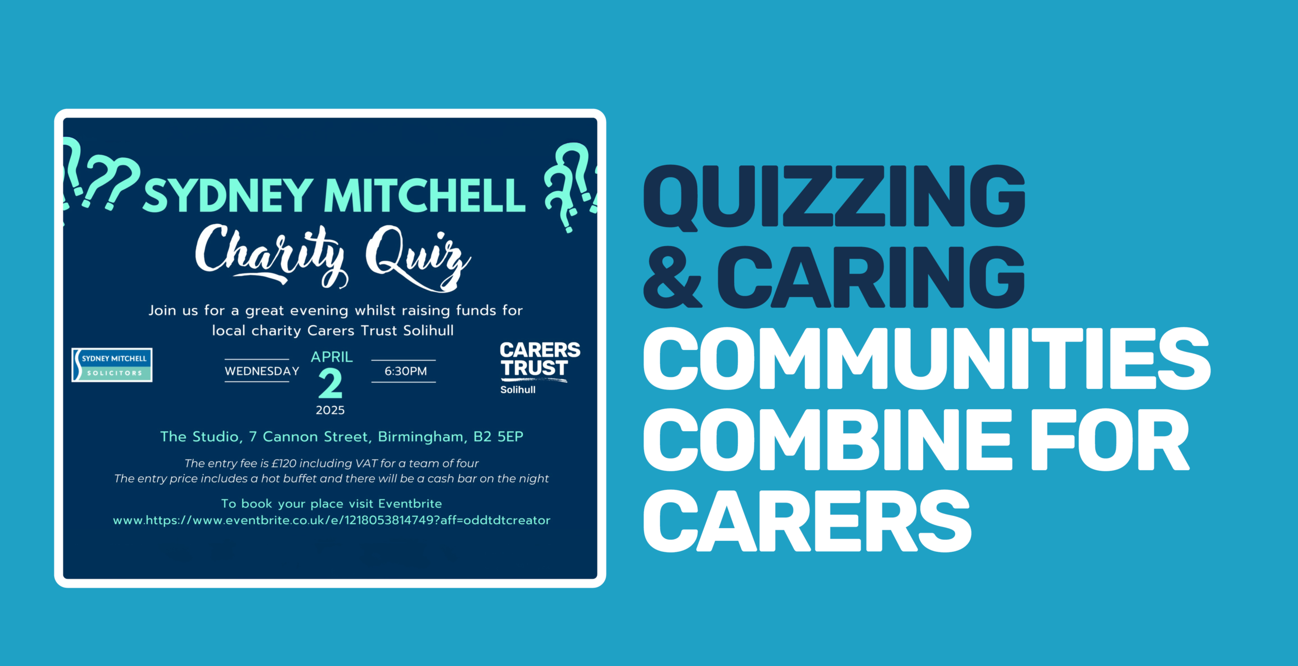 Quizzing & caring as Sydney Mitchell and Carers Trust Solihull combine forces to create a quiz night, to raise funds for unpaid carers of Solihull.
